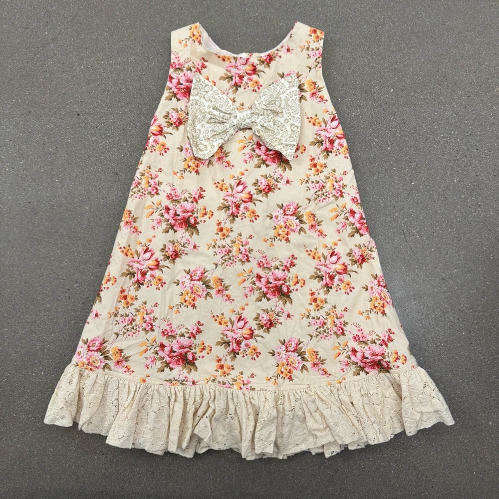 Persnickety Patchwork Floral Dress with Bow Detail, Size 7 Years